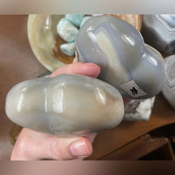 Medium 1 puffy flower agate heart - Picture 5 of 8